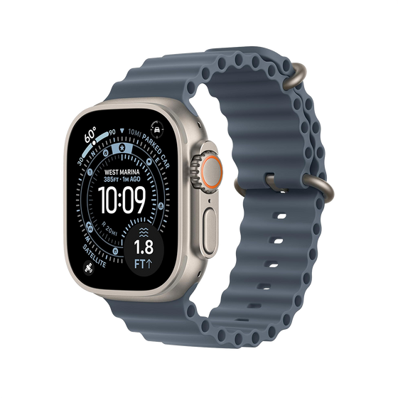 Apple Watch Ultra 3 49 mm GPS + cellulaire - titane naturel avec Anchor bleu bracelet Océan