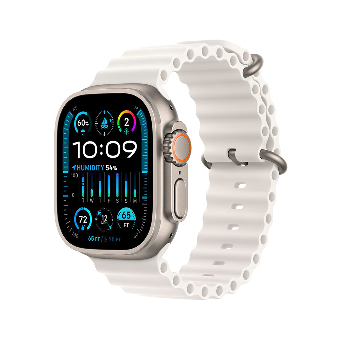 Apple Watch Ultra 2 49 mm GPS + cellulaire - titane - blanc bracelet Océan