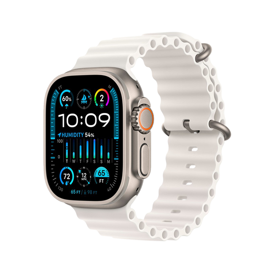Apple Watch Ultra 2 49 mm GPS + cellulaire - titane - blanc bracelet Océan