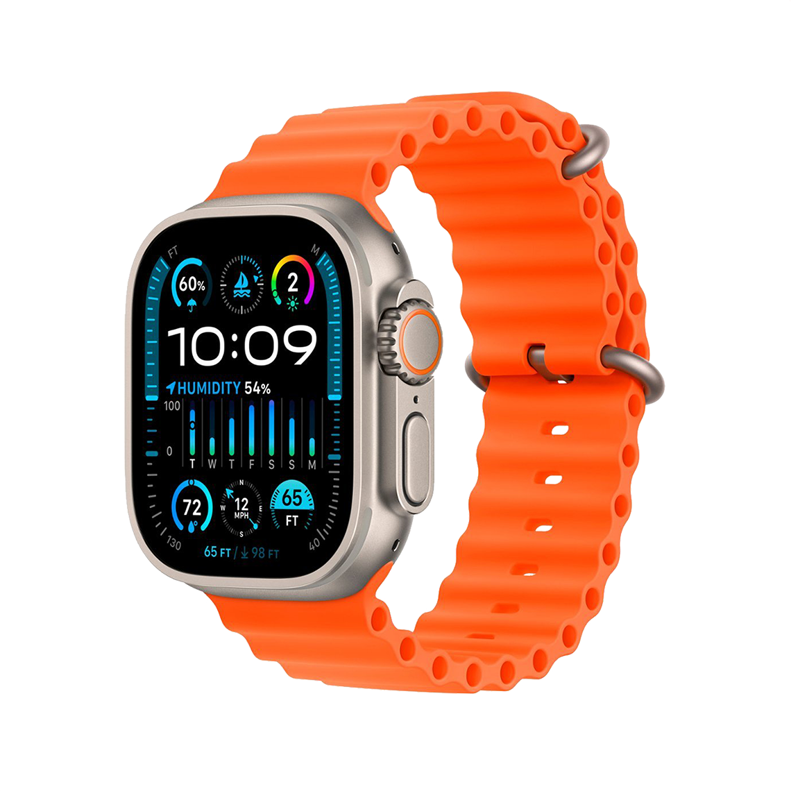 Apple Watch Ultra 2 49 mm GPS + cellulaire - titane - Orange bracelet Océan
