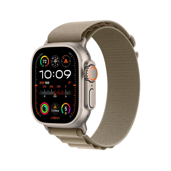 Apple Watch Ultra 2 49 mm GPS + cellulaire - titane - taille L Olive Boucle Alpine