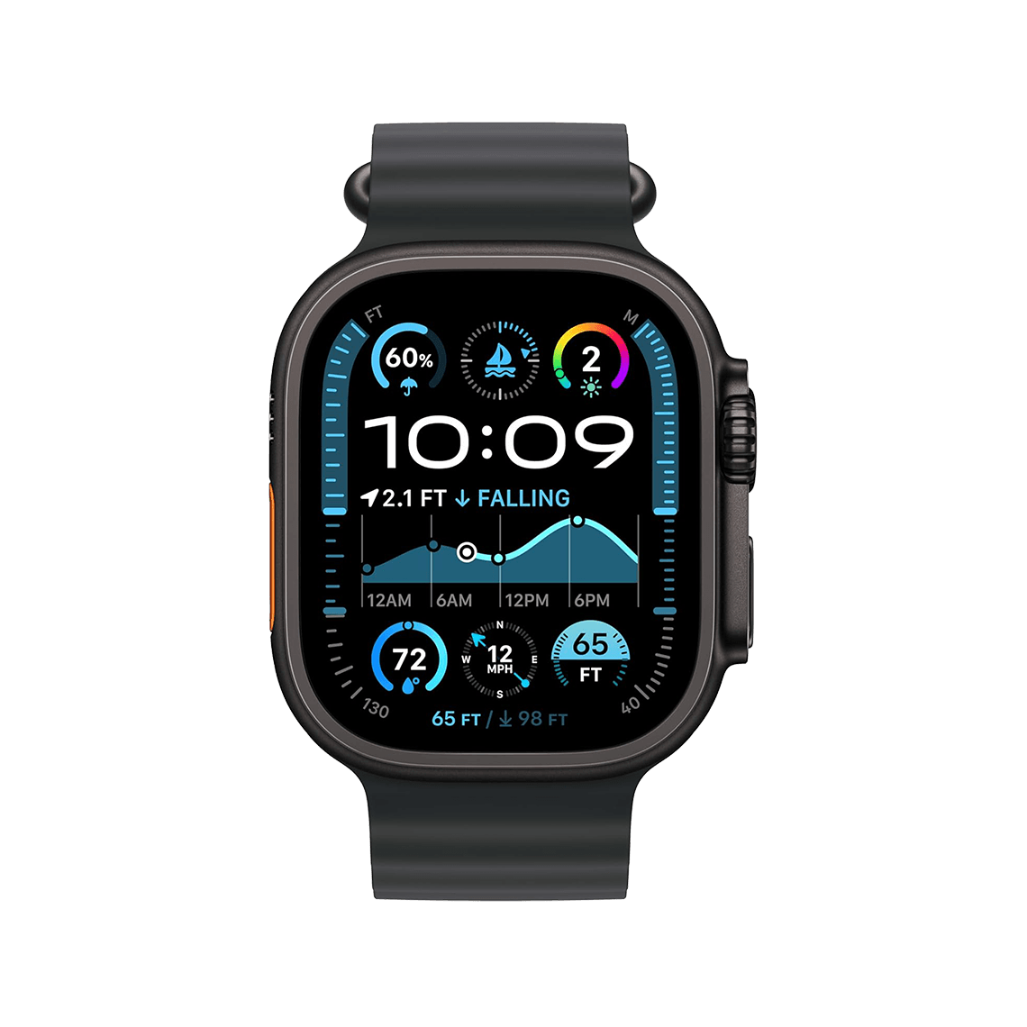 Apple Watch Ultra 2 49 mm GPS + cellulaire - titane noir avec noir bracelet Océan