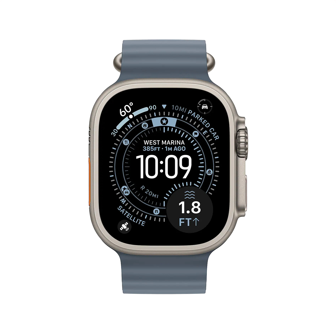 Apple Watch Ultra 3 49 mm GPS + cellulaire - titane naturel avec Anchor bleu bracelet Océan