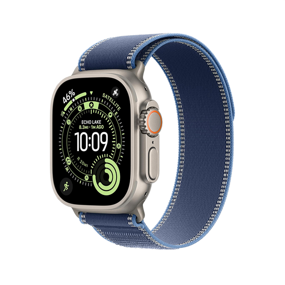 Apple Watch Ultra 3 49 mm GPS + cellulaire - titane naturel avec M/L Bright bleu Boucle Trail