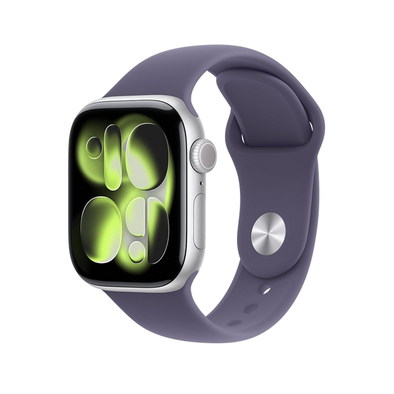Apple Watch Series 11 42 mm GPS + cellulaire - argent avec M/L brume violette bracelet Sport