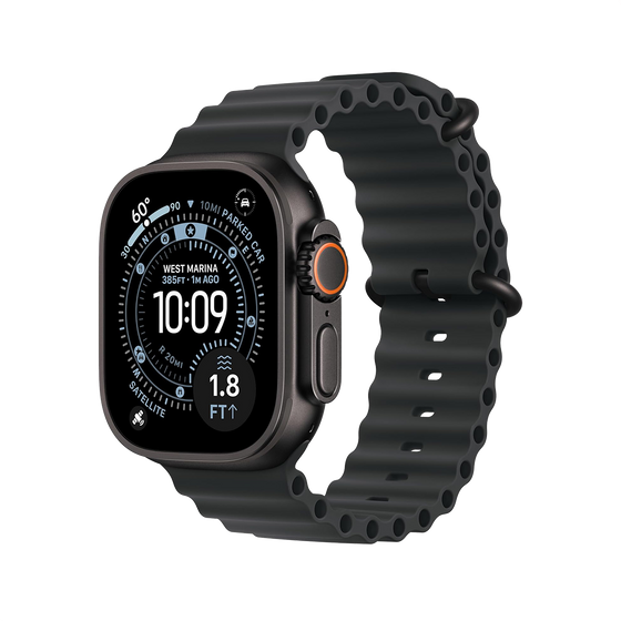 Apple Watch Ultra 3 49 mm GPS + cellulaire - titane noir avec noir bracelet Océan