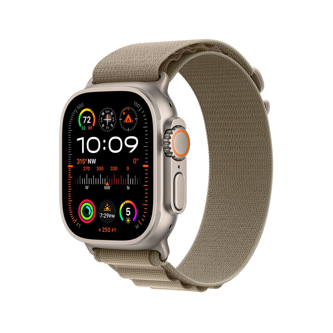 Apple Watch Ultra 2 49 mm GPS + cellulaire - titane - taille L Olive Boucle Alpine