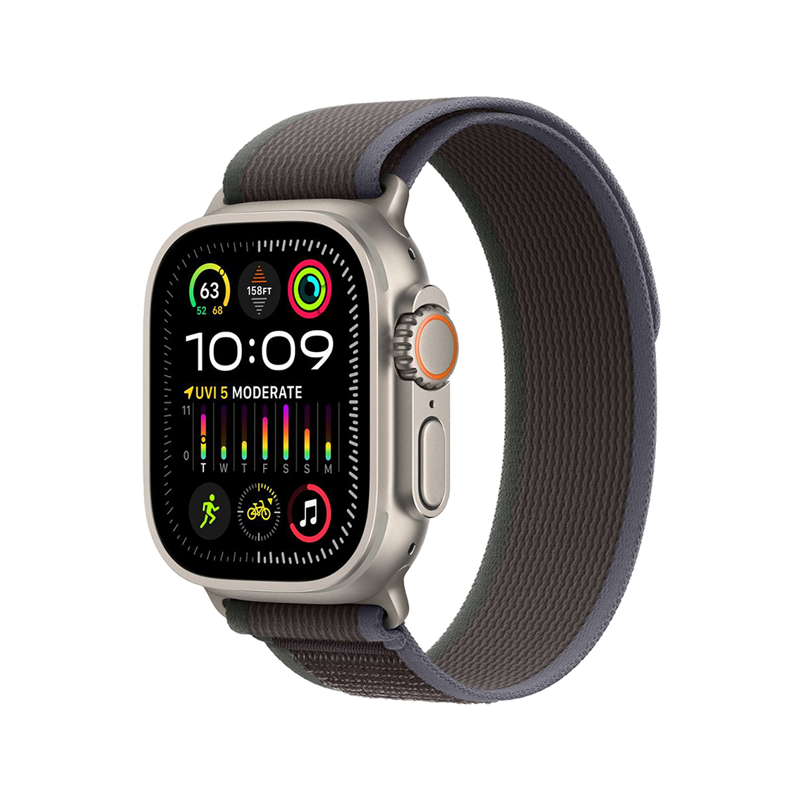 Apple Watch Ultra 2 49 mm GPS + cellulaire - titane - S/M noir/bleu Boucle Trail