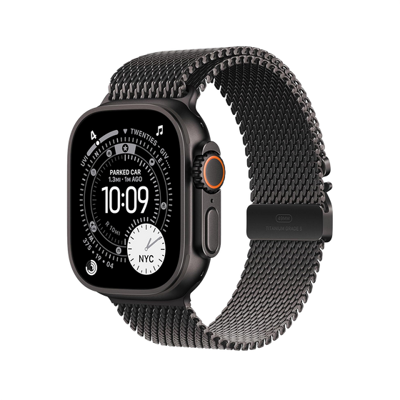 Apple Watch Ultra 3 49 mm GPS + cellulaire - titane noir avec taille S titane noir Boucle Milanaise