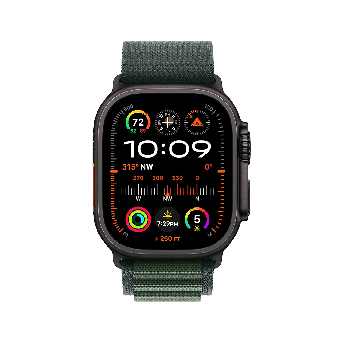 Apple Watch Ultra 2 49 mm GPS + cellulaire - titane noir avec taille M vert foncé Boucle Alpine