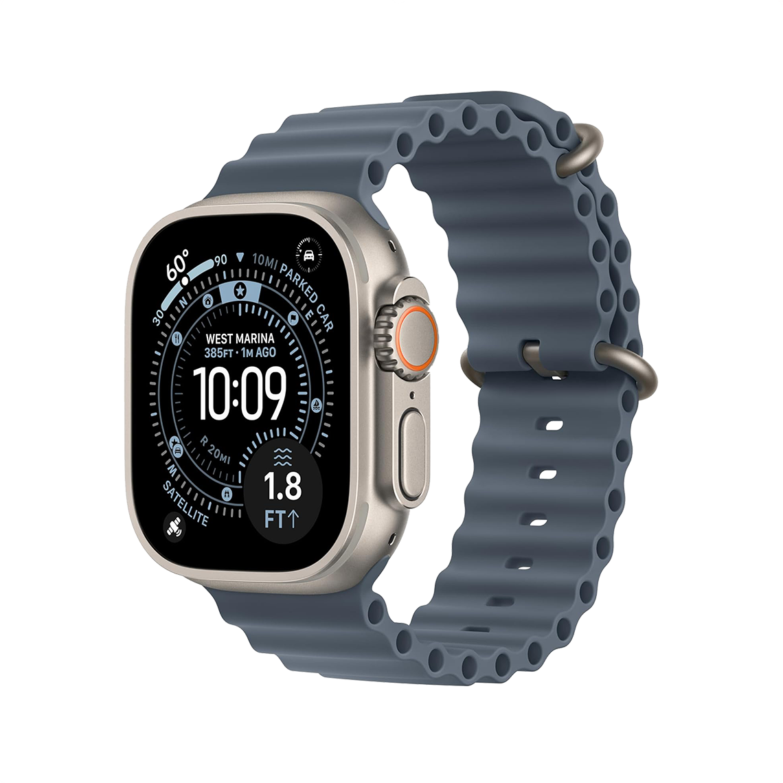 Apple Watch Ultra 3 49 mm GPS + cellulaire - titane naturel avec Anchor bleu bracelet Océan