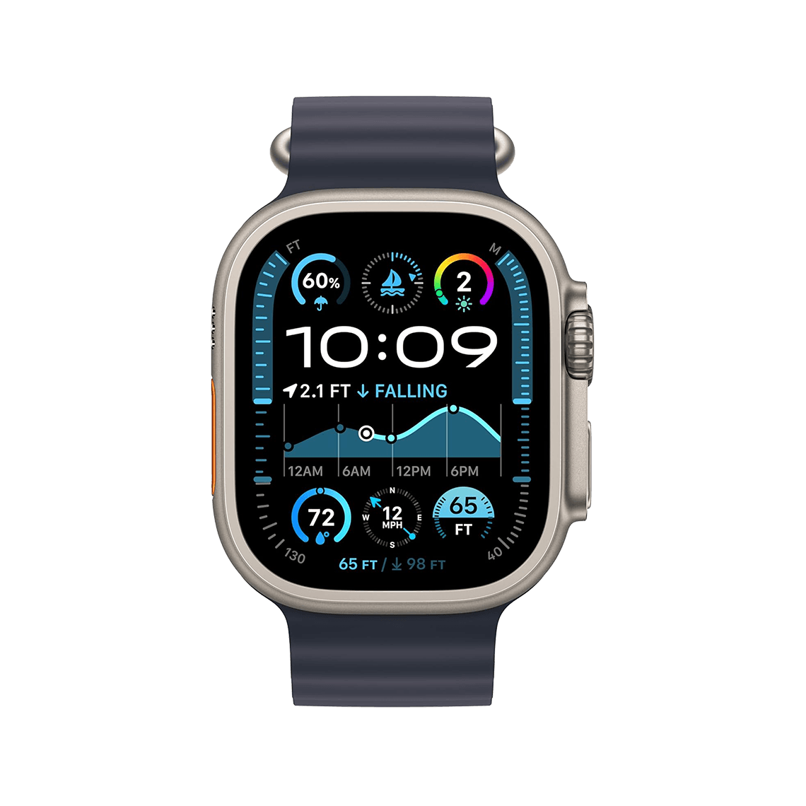 Apple Watch Ultra 2 49 mm GPS + cellulaire - titane naturel avec Navy bracelet Océan