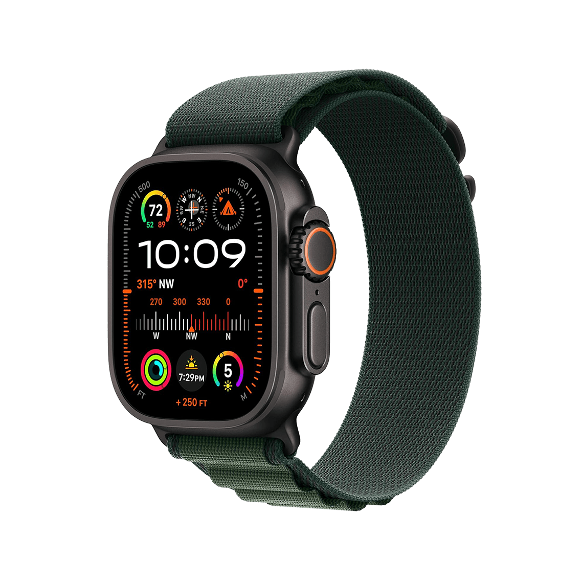 Apple Watch Ultra 2 49 mm GPS + cellulaire - titane noir avec taille S vert foncé Boucle Alpine