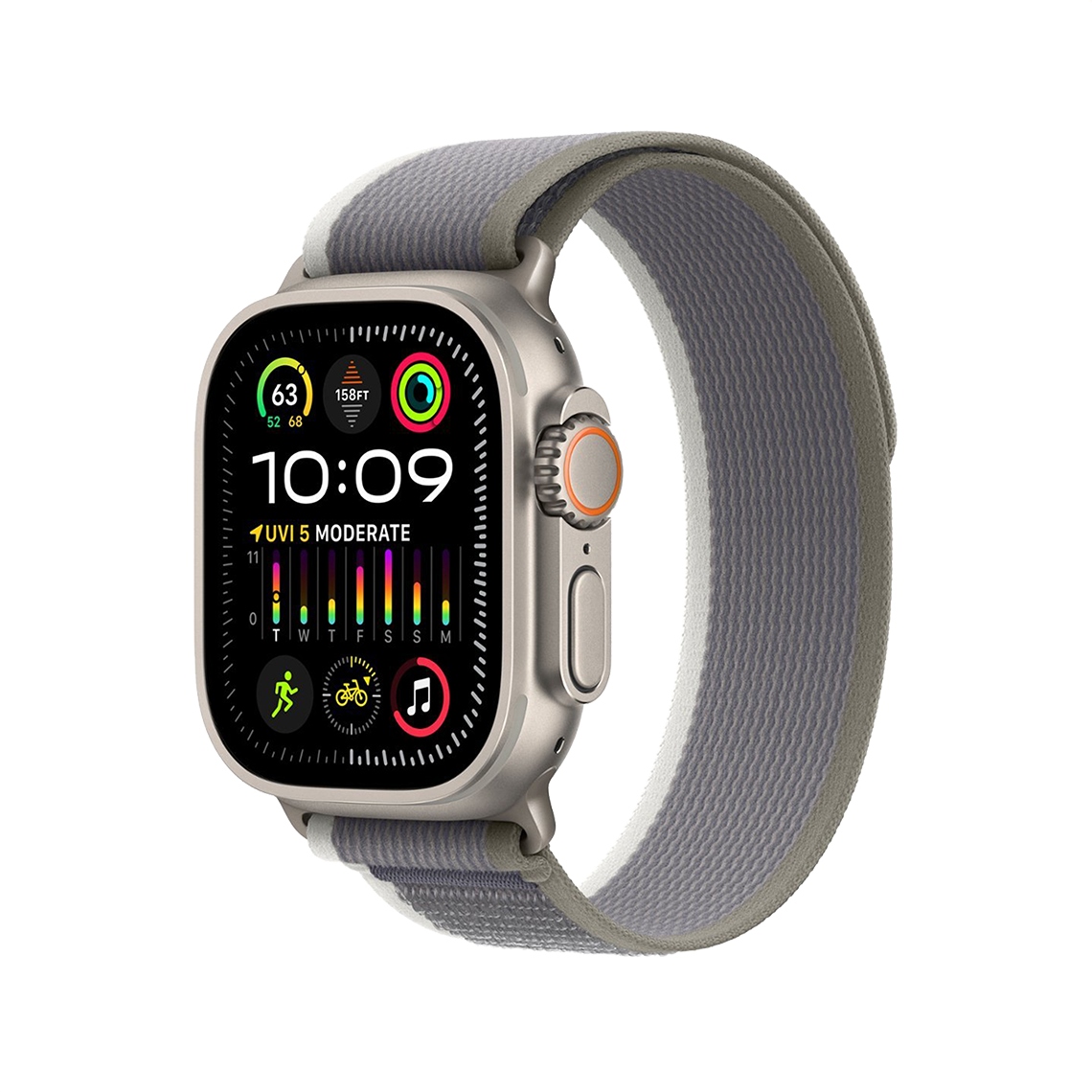 Apple Watch Ultra 2 49 mm GPS + cellulaire - titane - S/M vert/gris Boucle Trail
