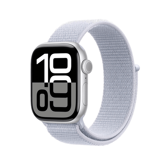 Apple Watch Series 10 42 mm GPS + cellulaire - argent avec nuage bleu Boucle Sport