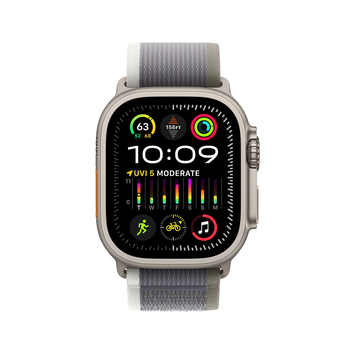 Apple Watch Ultra 2 49 mm GPS + cellulaire - titane - S/M vert/gris Boucle Trail