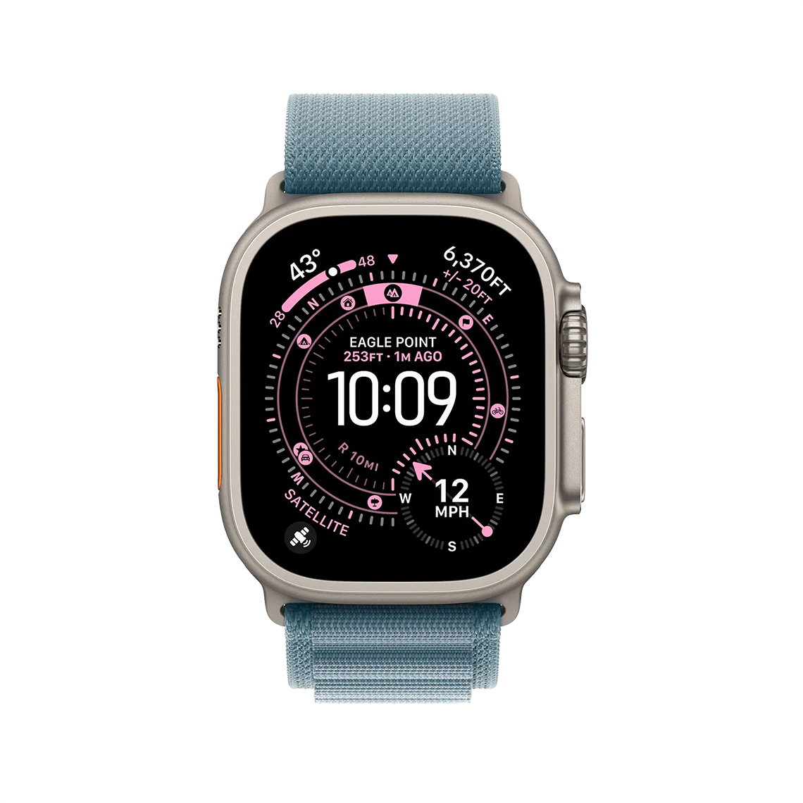 Apple Watch Ultra 3 49 mm GPS + cellulaire - titane naturel avec taille M bleu clair Boucle Alpine