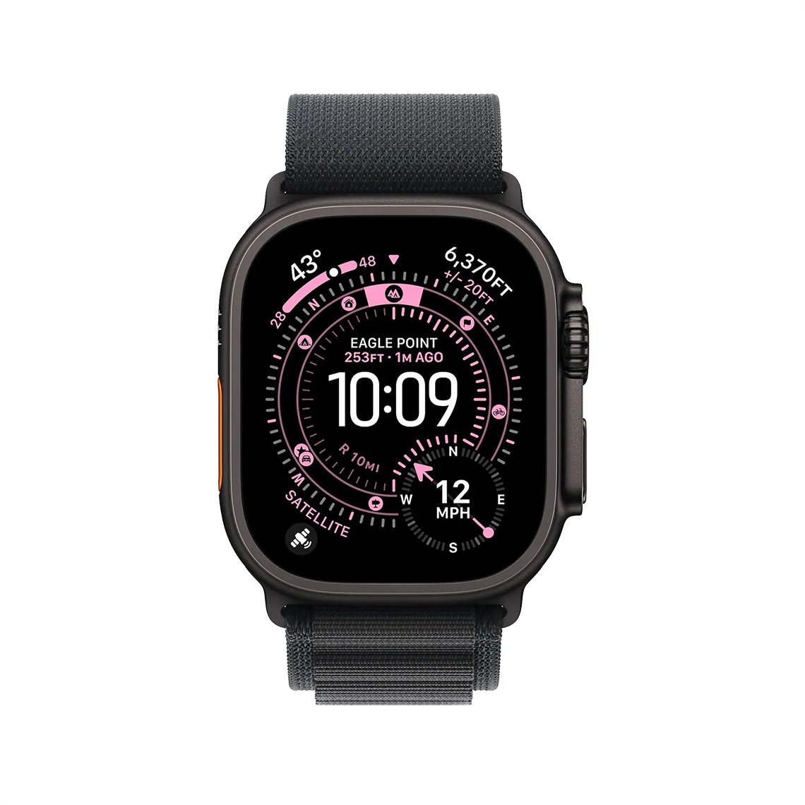 Apple Watch Ultra 3 49 mm GPS + cellulaire - titane noir avec taille L noir Boucle Alpine