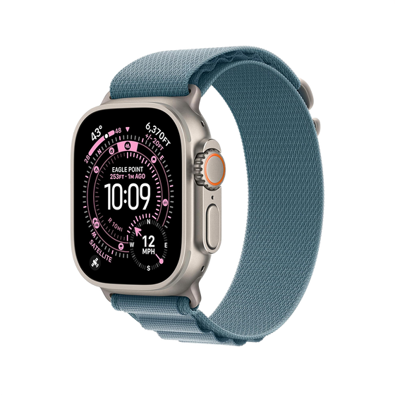 Apple Watch Ultra 3 49 mm GPS + cellulaire - titane naturel avec taille M bleu clair Boucle Alpine