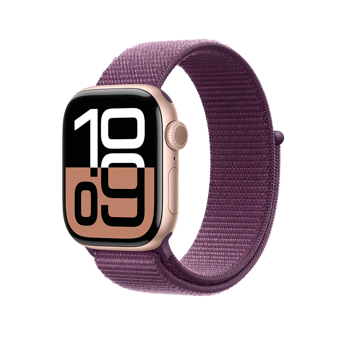 Apple Watch Series 10 42 mm GPS + cellulaire - or rose avec prune Boucle Sport