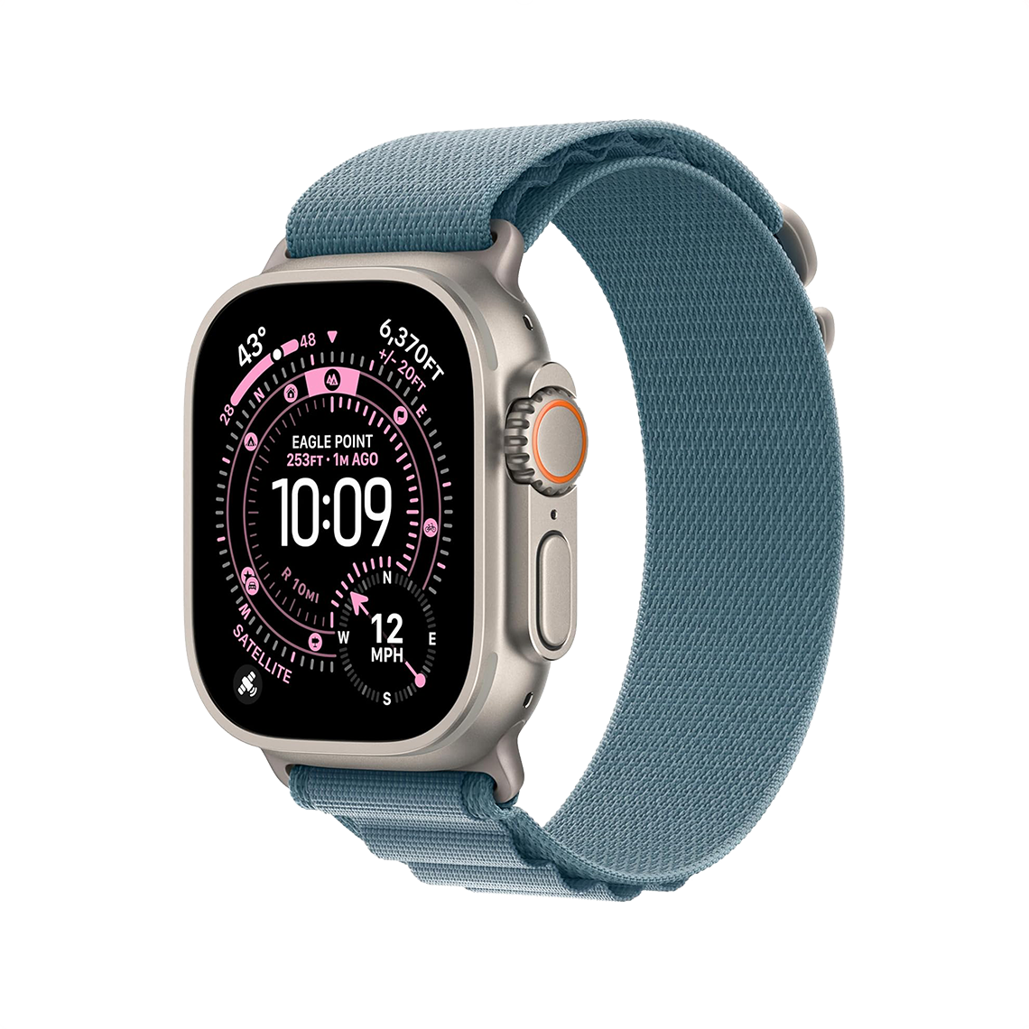 Apple Watch Ultra 3 49 mm GPS + cellulaire - titane naturel avec taille L bleu clair Boucle Alpine