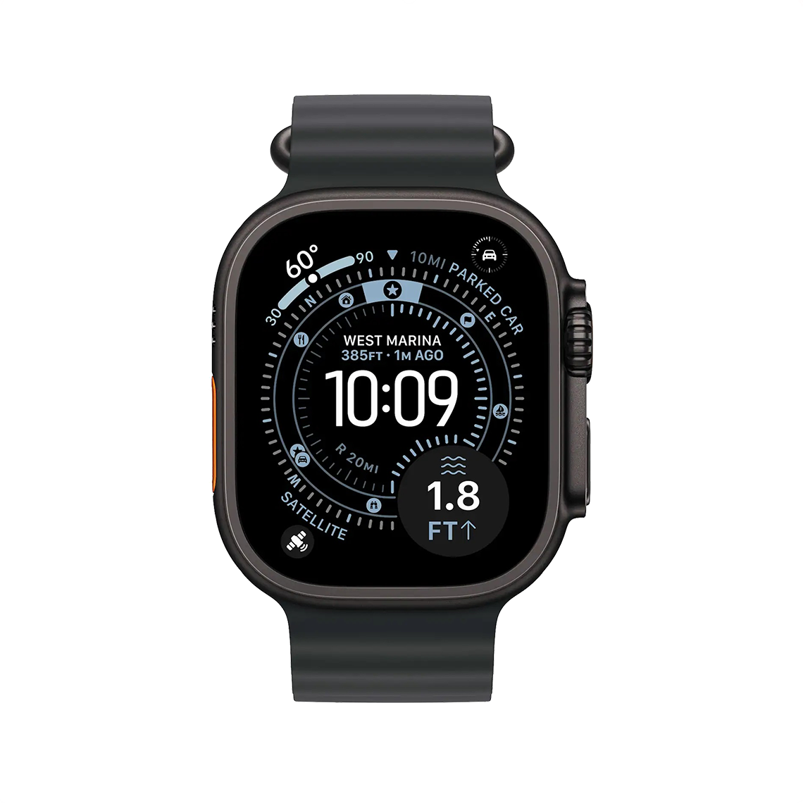 Apple Watch Ultra 3 49 mm GPS + cellulaire - titane noir avec noir bracelet Océan