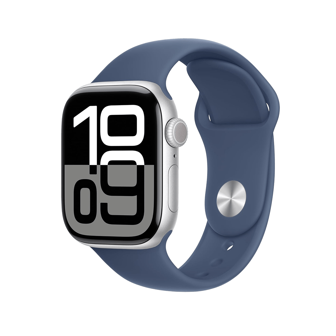 Apple Watch Series 10 46 mm GPS + cellulaire - argent avec M/L Denim bracelet Sport