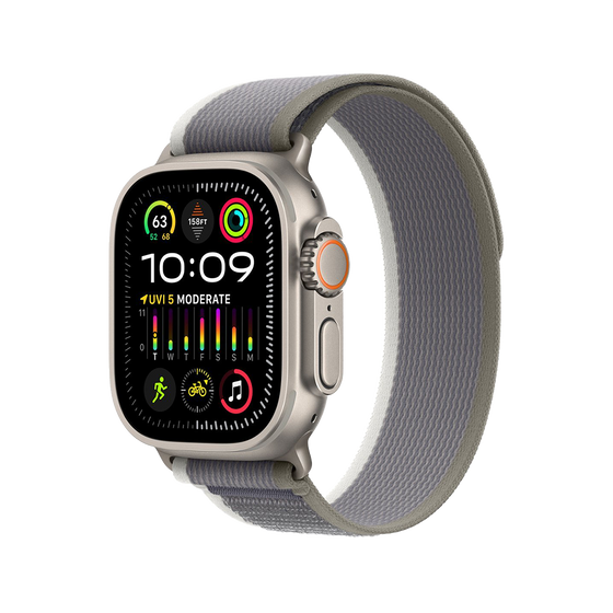 Apple Watch Ultra 2 49 mm GPS + cellulaire - titane - S/M vert/gris Boucle Trail
