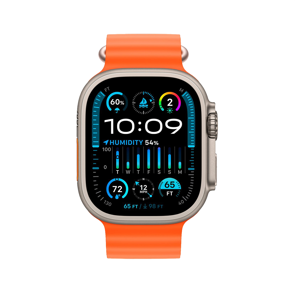 Apple Watch Ultra 2 49 mm GPS + cellulaire - titane - Orange bracelet Océan