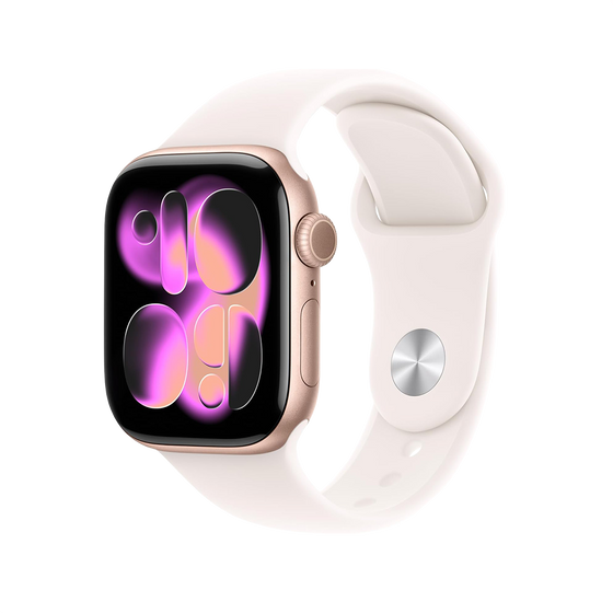 Apple Watch Series 11 46 mm GPS + cellulaire - or rose avec S/M rose clair bracelet Sport