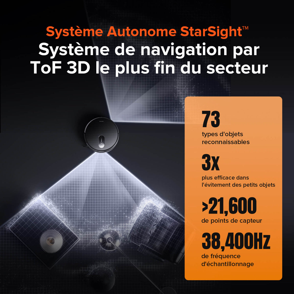 Roborock Qrevo Slim robot aspirateur laveur avec Système autonome StarSight