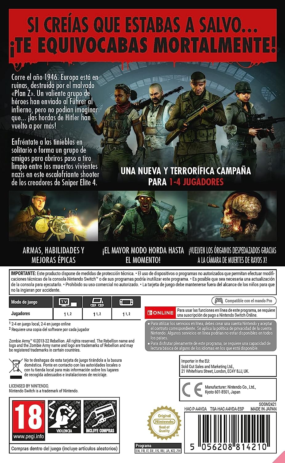 Zombie Army 4: Dead War Nintendo Switch